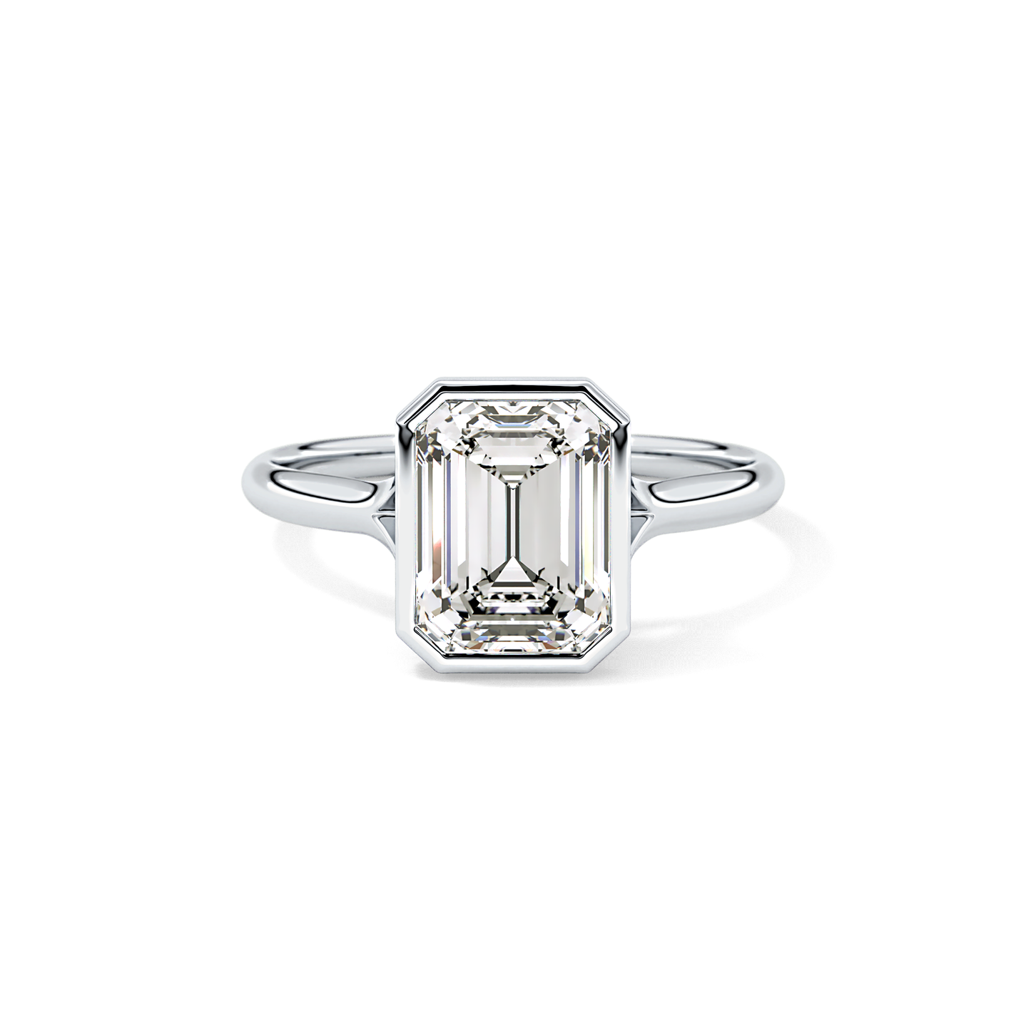 Emerald Bezel Lab Grown Diamond Engagement Ring