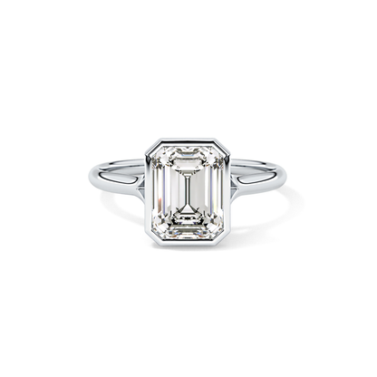 Emerald Bezel Lab Grown Diamond Engagement Ring