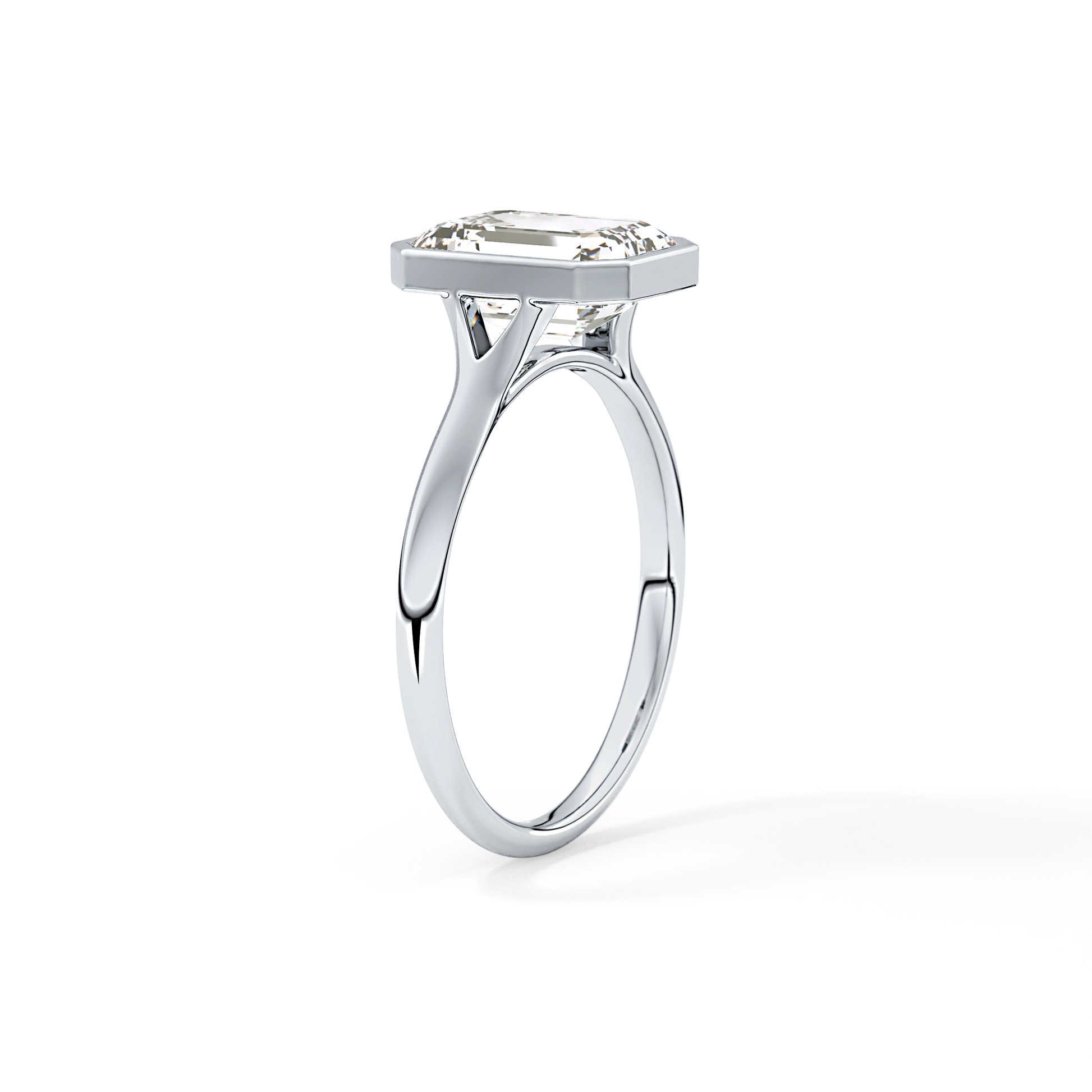 Emerald Bezel Lab Grown Diamond Engagement Ring