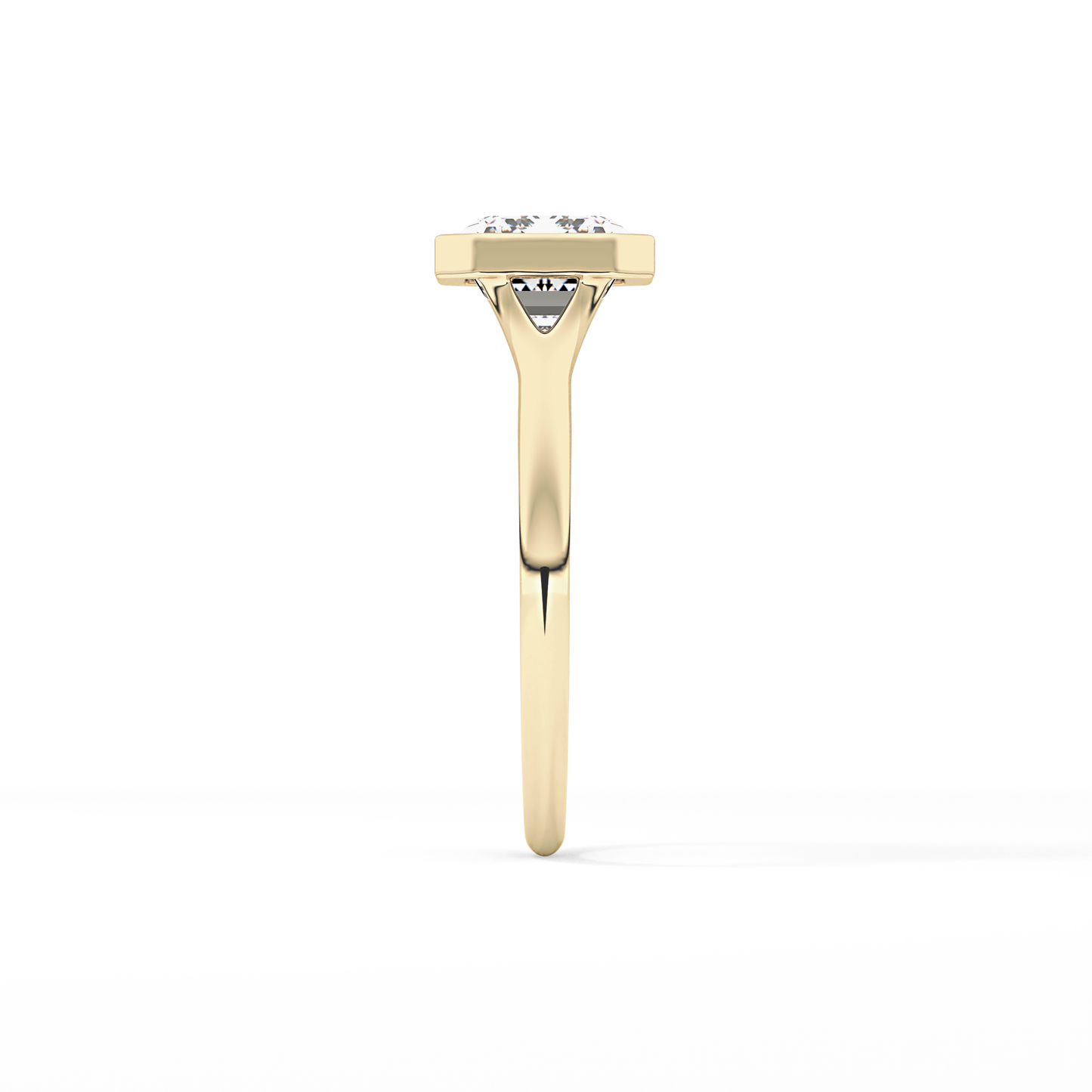 East West Emerald Bezel Lab Grown Diamond Engagement Ring