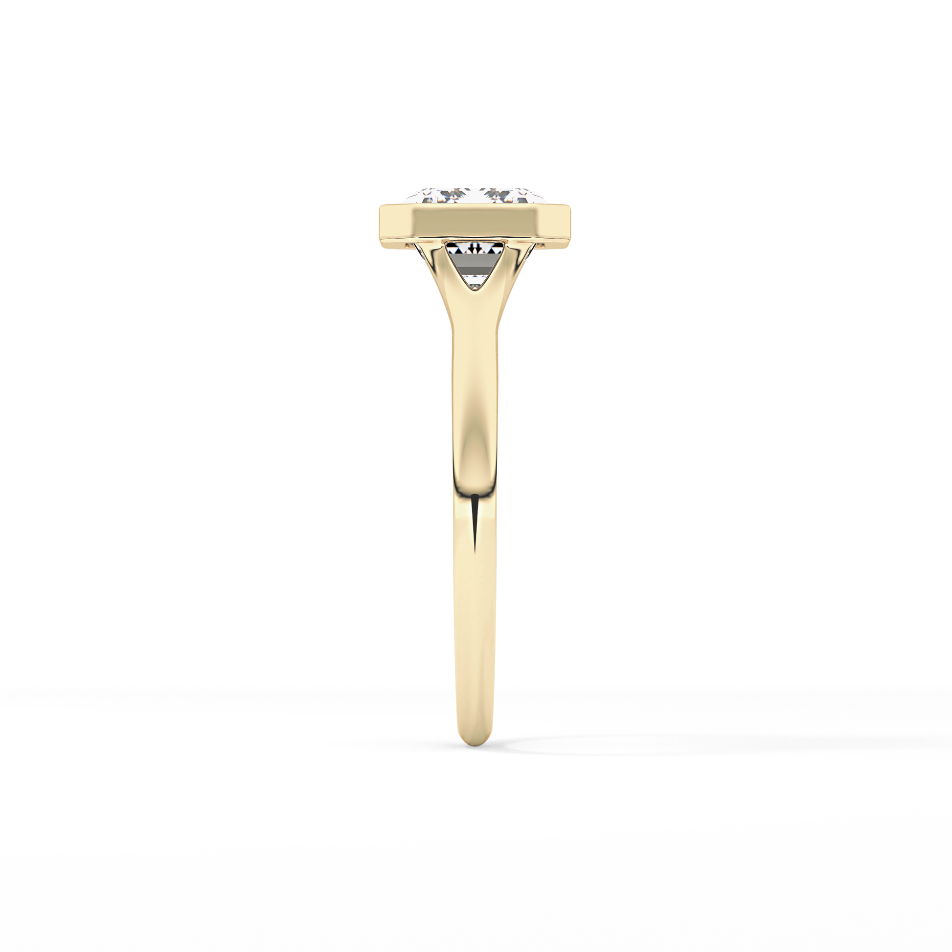 East West Emerald Bezel Lab Grown Diamond Engagement Ring