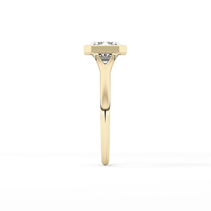 East West Emerald Bezel Lab Grown Diamond Engagement Ring