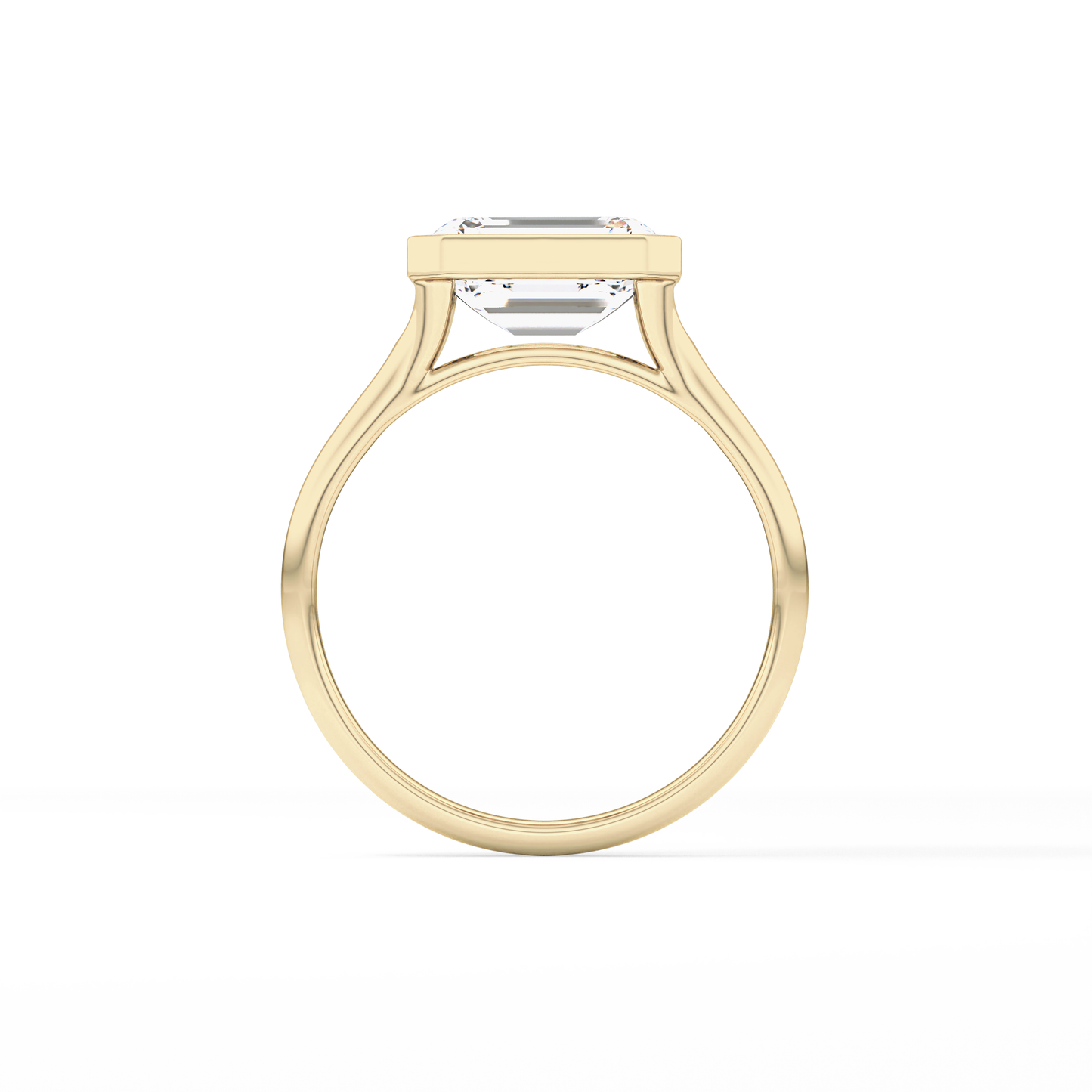 East West Emerald Bezel Lab Grown Diamond Engagement Ring