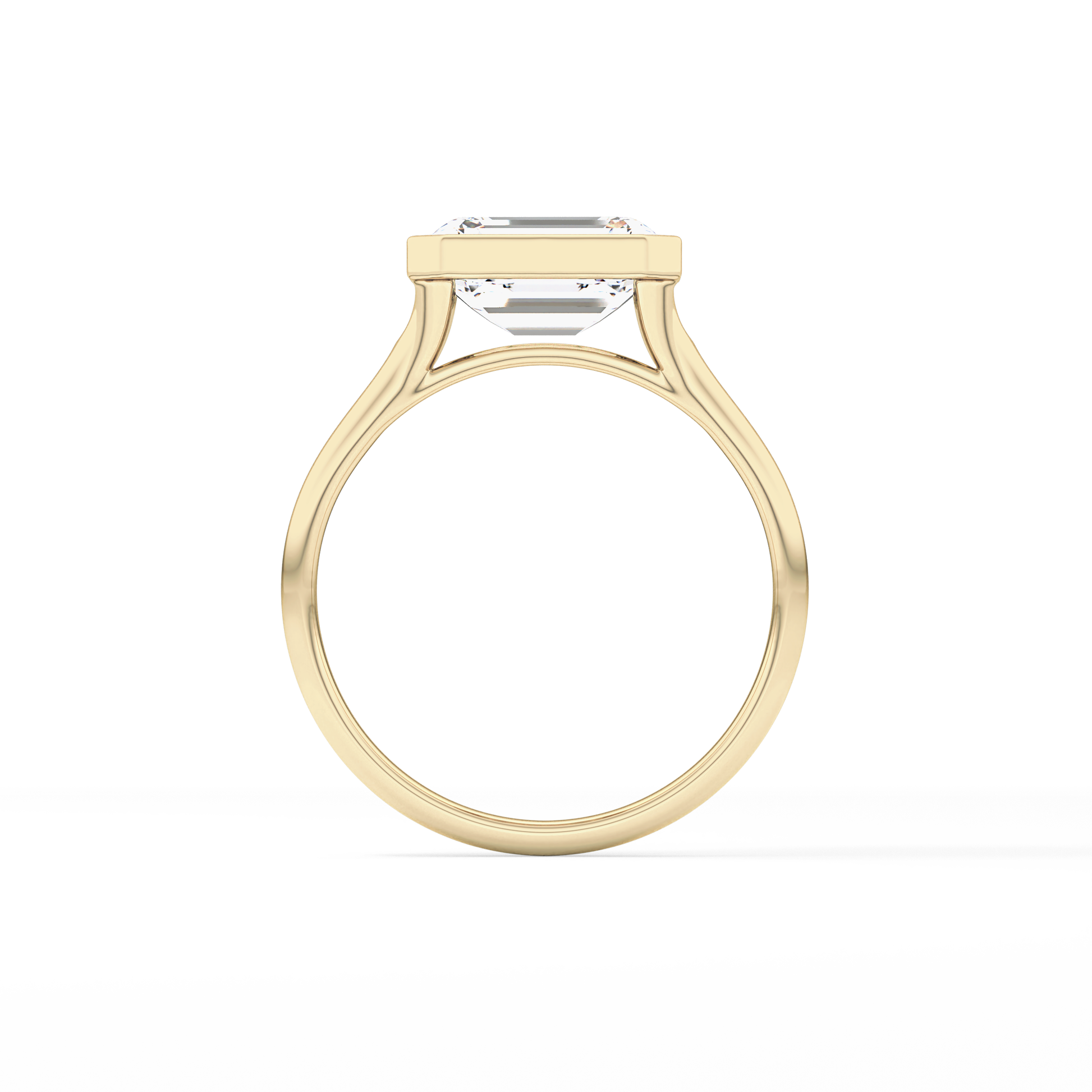 East West Emerald Bezel Lab Grown Diamond Engagement Ring