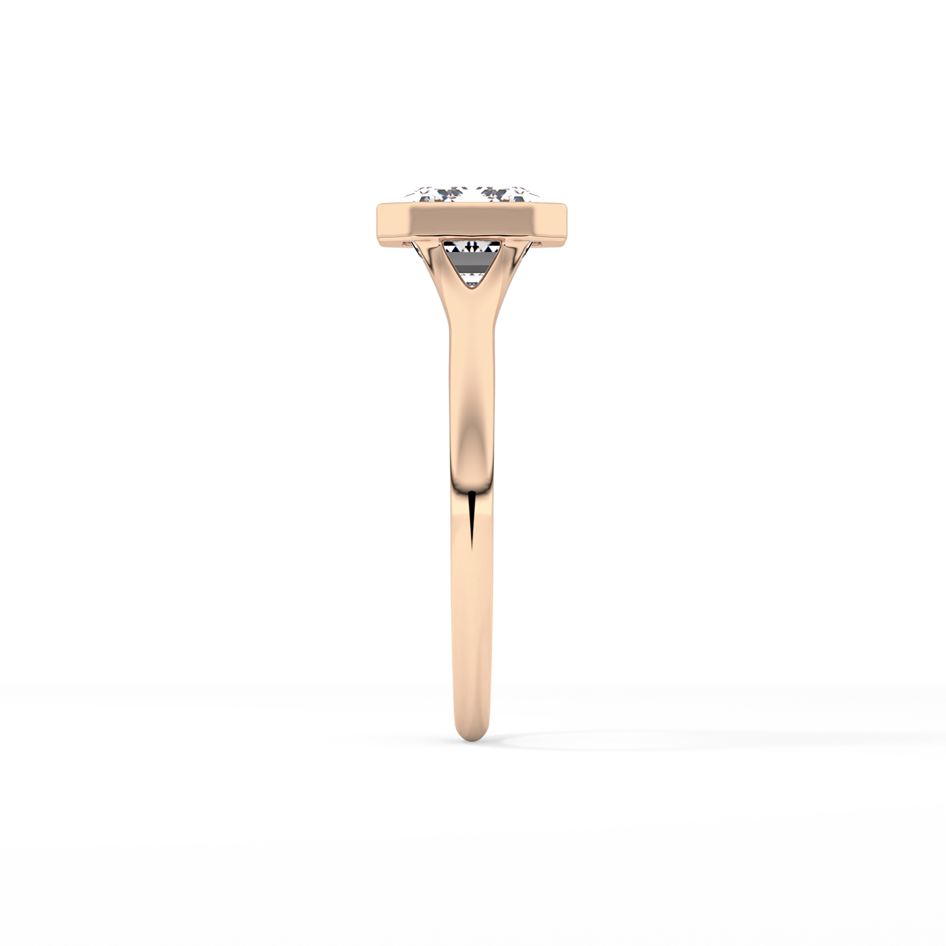 East West Emerald Bezel Lab Grown Diamond Engagement Ring