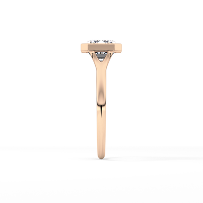 East West Emerald Bezel Lab Grown Diamond Engagement Ring