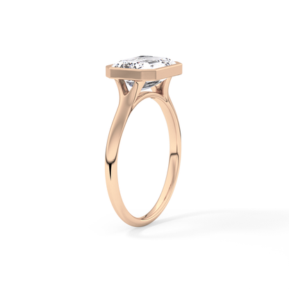 East West Emerald Bezel Lab Grown Diamond Engagement Ring