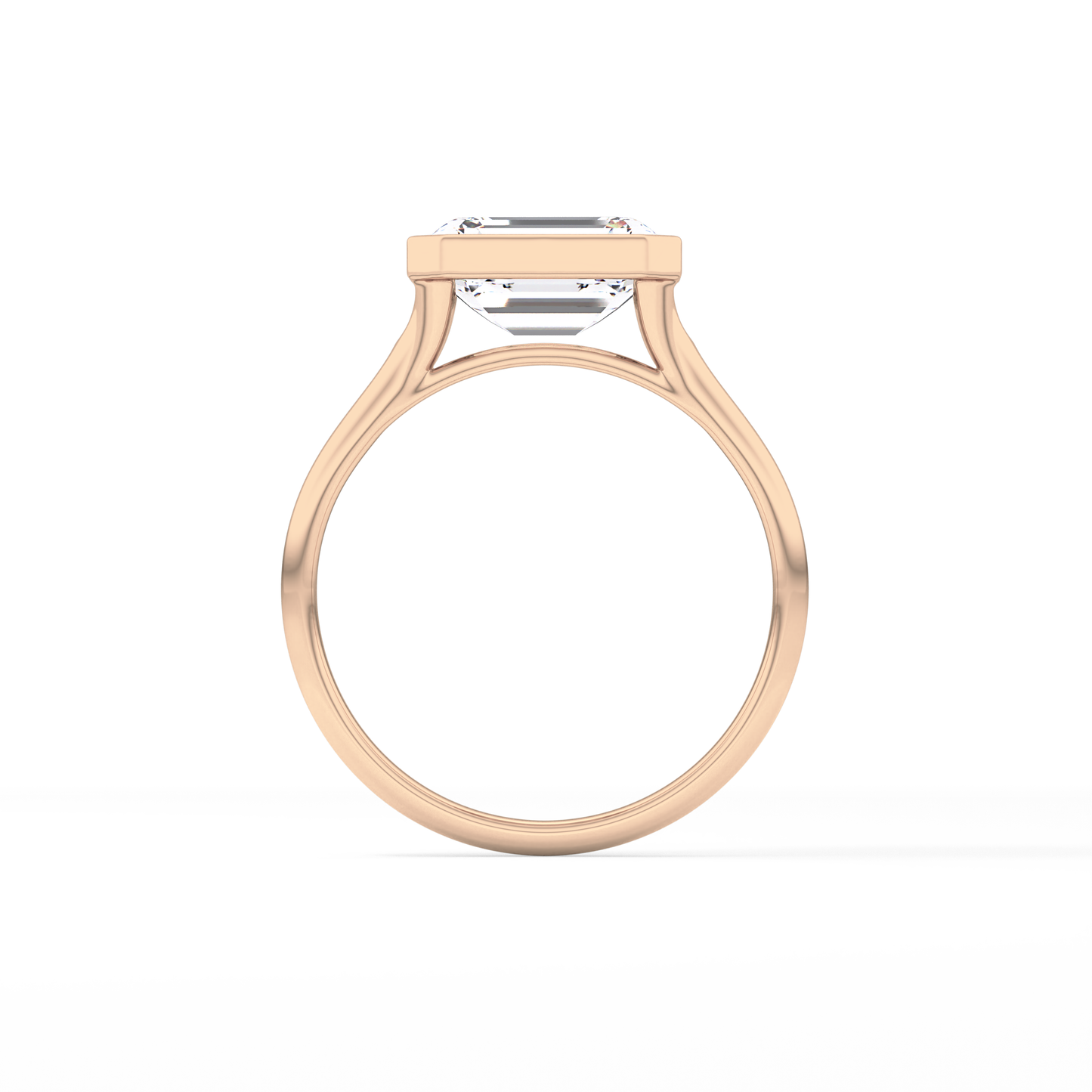 East West Emerald Bezel Lab Grown Diamond Engagement Ring