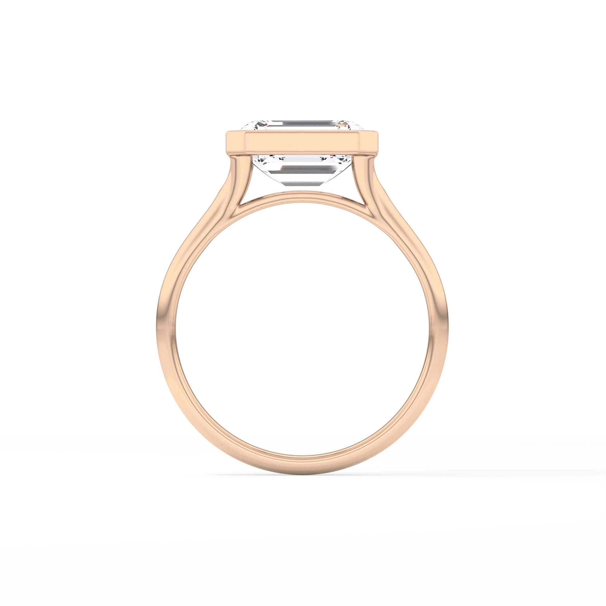 East West Emerald Bezel Lab Grown Diamond Engagement Ring