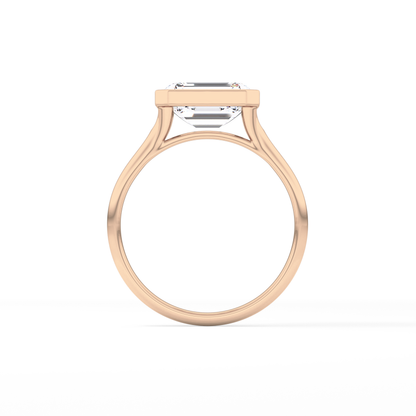 East West Emerald Bezel Lab Grown Diamond Engagement Ring