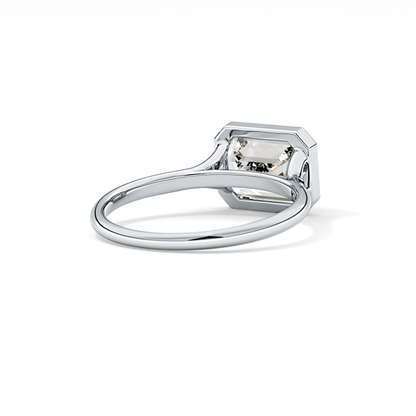 East West Emerald Bezel Lab Grown Diamond Engagement Ring