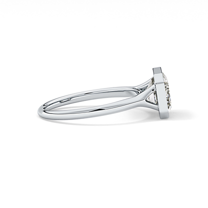 East West Emerald Bezel Lab Grown Diamond Engagement Ring