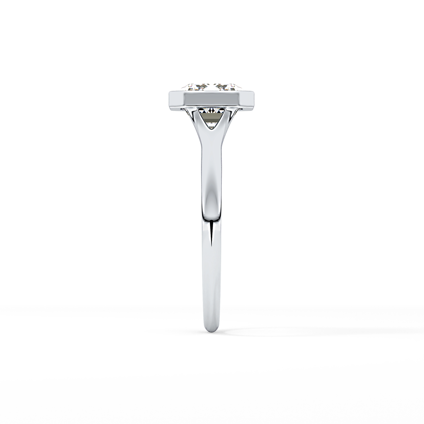 East West Emerald Bezel Lab Grown Diamond Engagement Ring