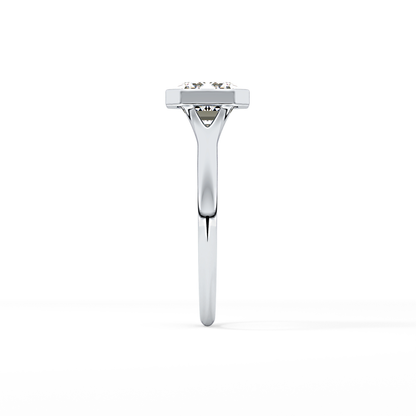 East West Emerald Bezel Lab Grown Diamond Engagement Ring