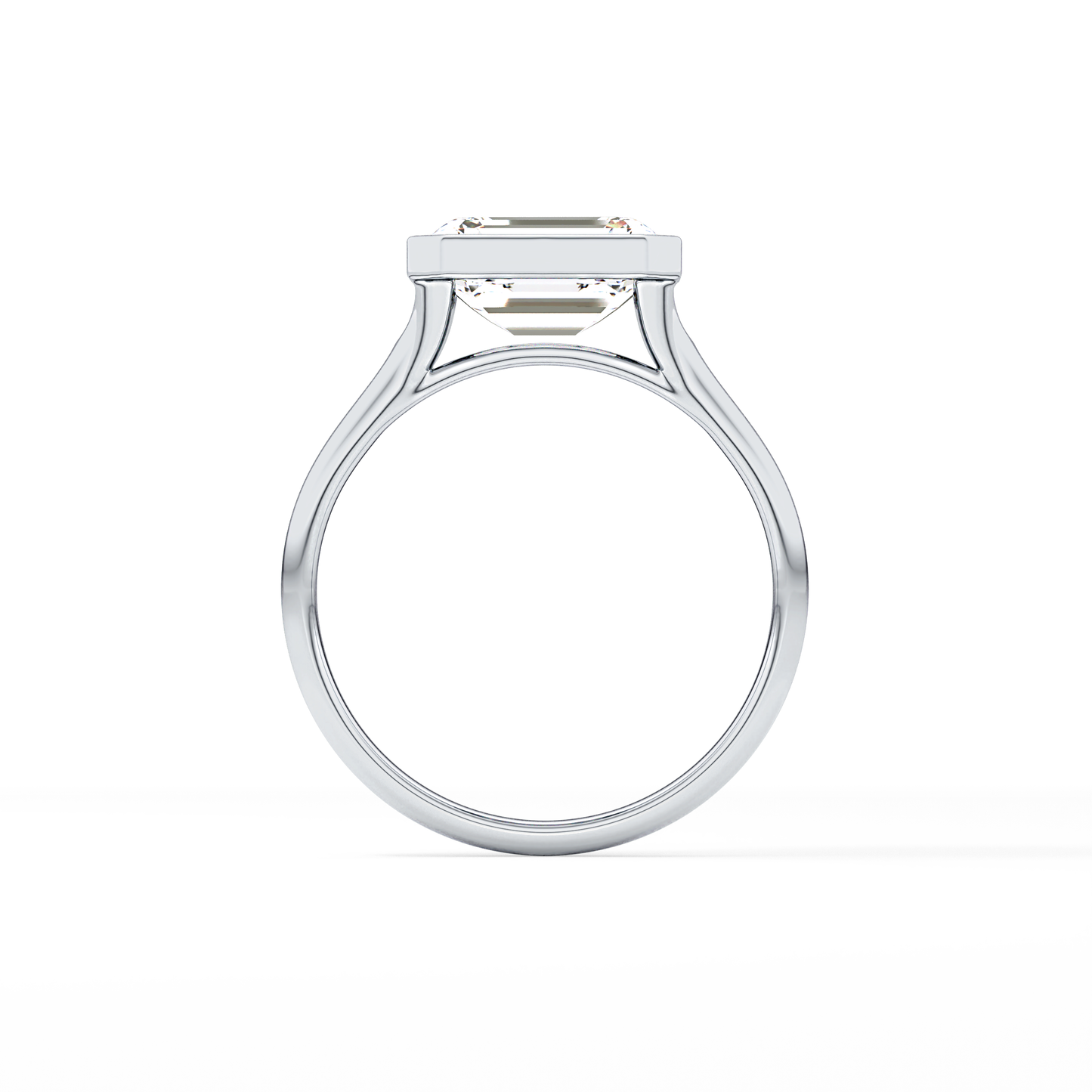 East West Emerald Bezel Lab Grown Diamond Engagement Ring