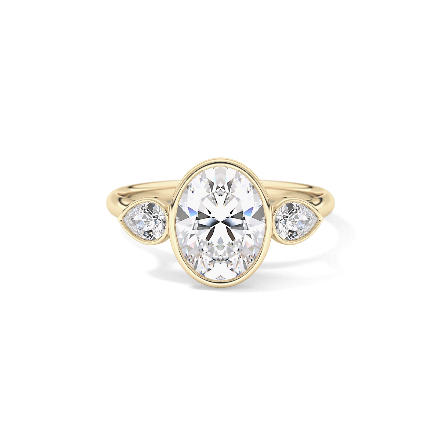 Oval Three Stones Lab Grown Diamond Engagement Ring