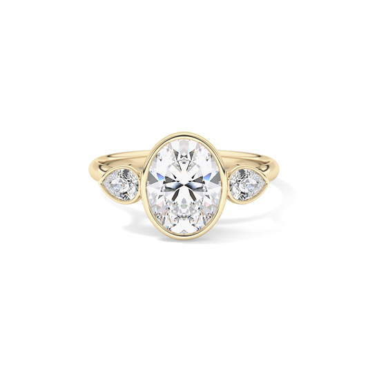 Oval Three Stones Lab Grown Diamond Engagement Ring