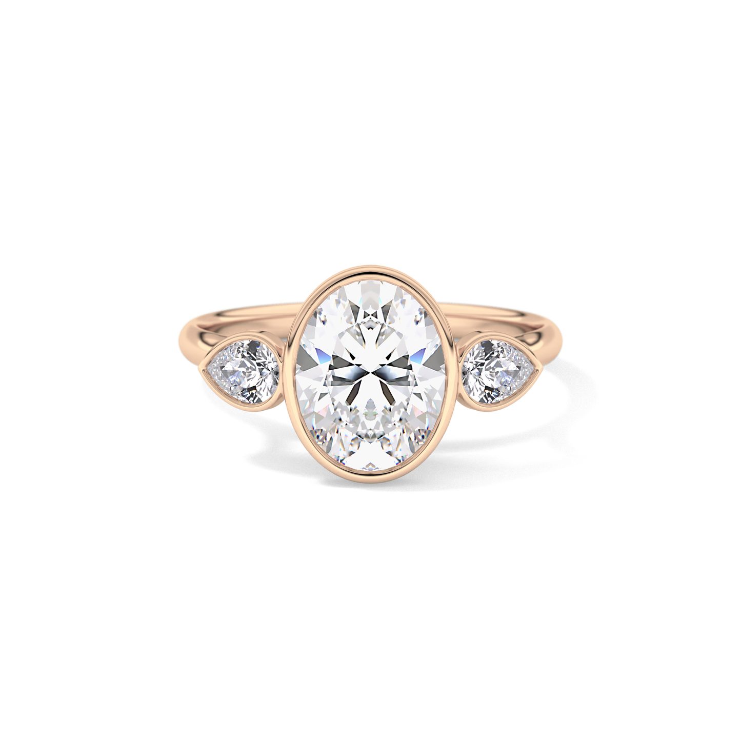Oval Three Stones Lab Grown Diamond Engagement Ring