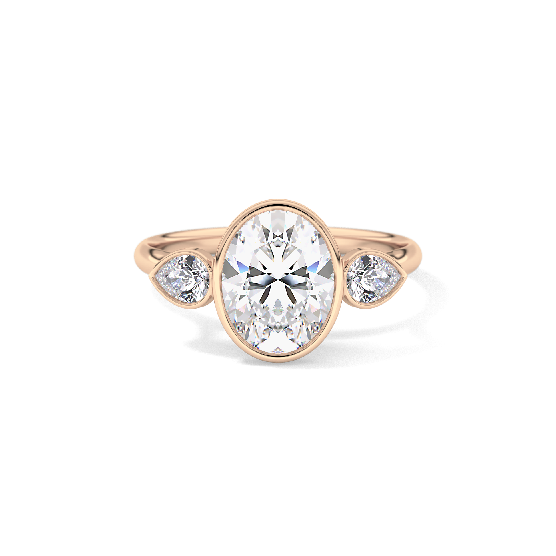 Oval Three Stones Lab Grown Diamond Engagement Ring