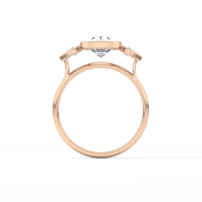 Oval Three Stones Lab Grown Diamond Engagement Ring