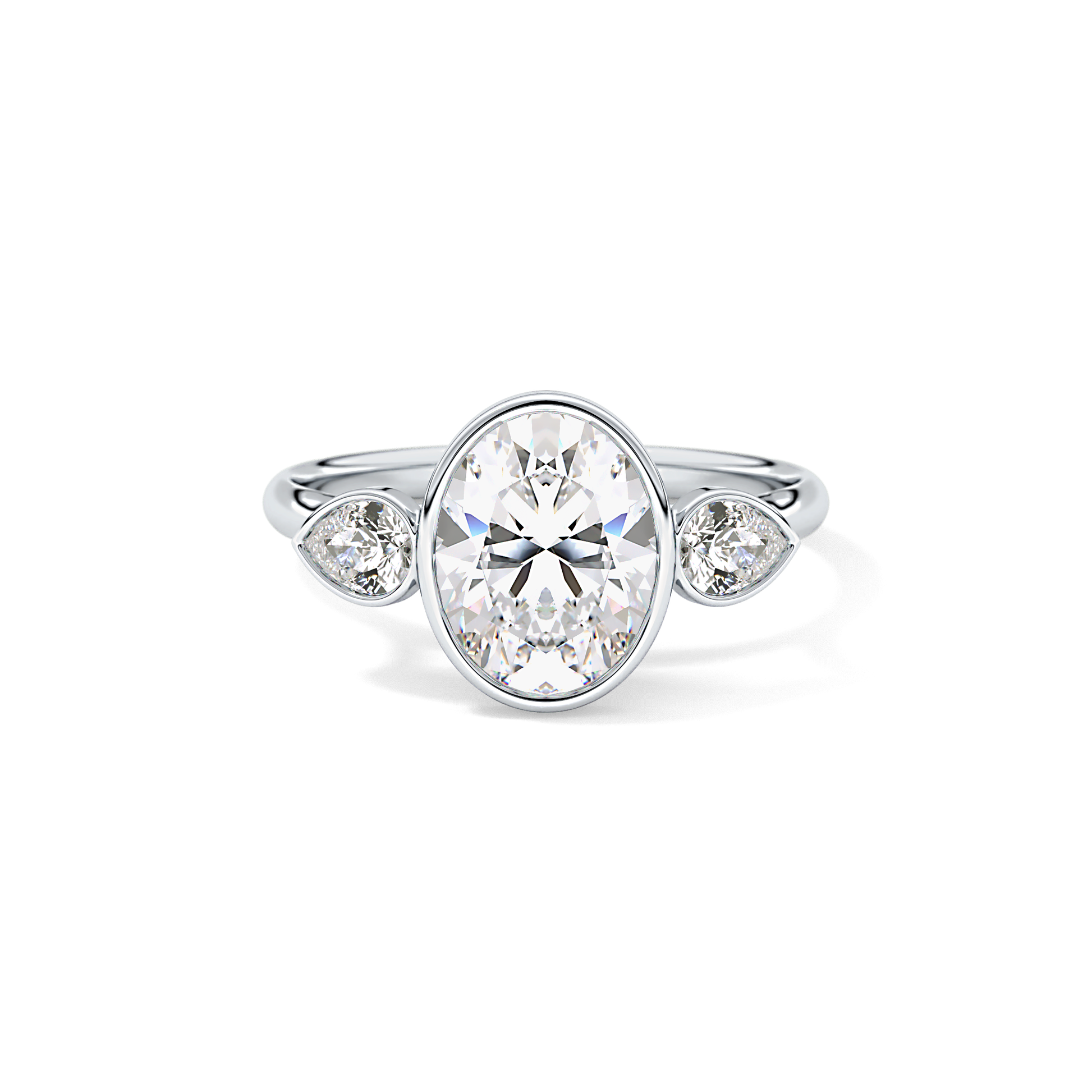 Oval Three Stones Lab Grown Diamond Engagement Ring