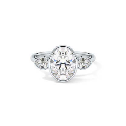 Oval Three Stones Lab Grown Diamond Engagement Ring
