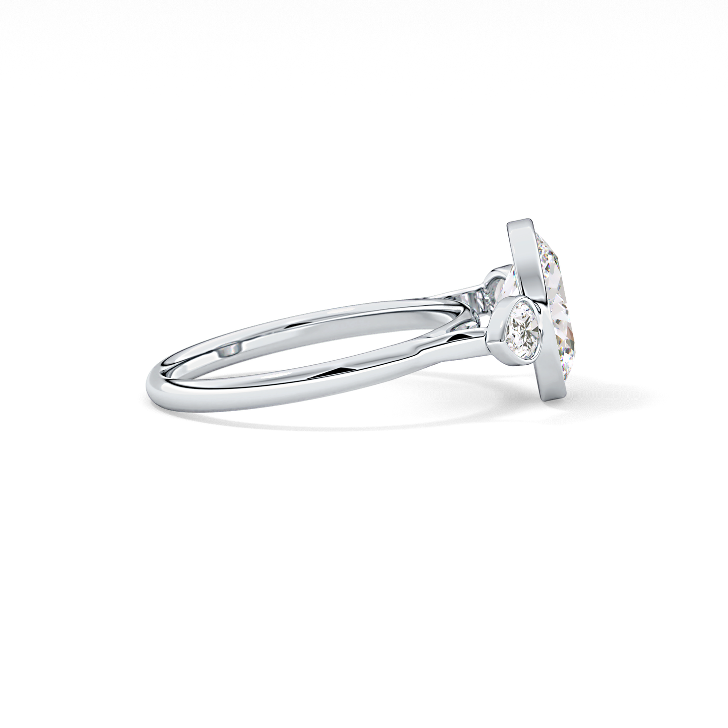 Oval Three Stones Lab Grown Diamond Engagement Ring