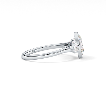 Oval Three Stones Lab Grown Diamond Engagement Ring