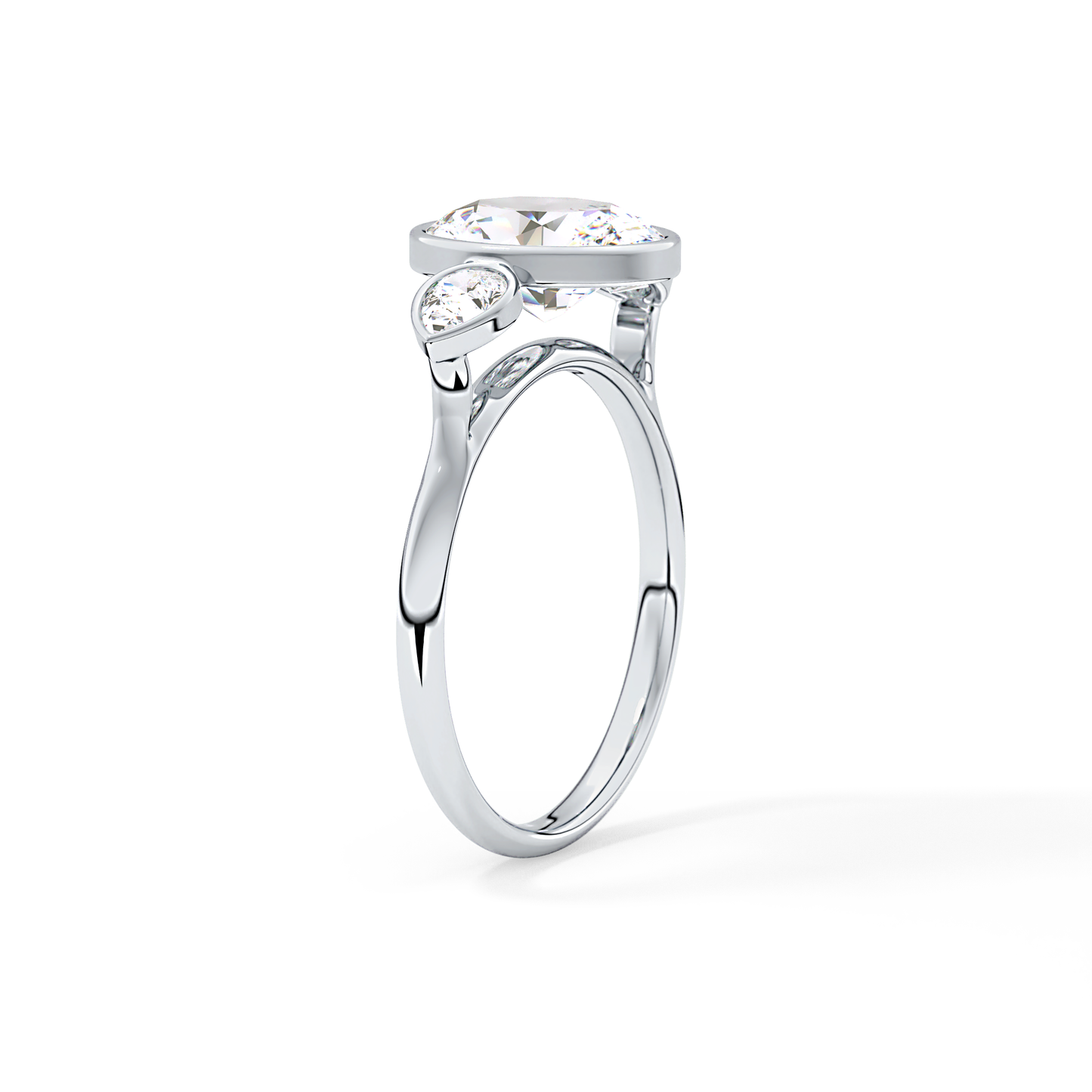 Oval Three Stones Lab Grown Diamond Engagement Ring