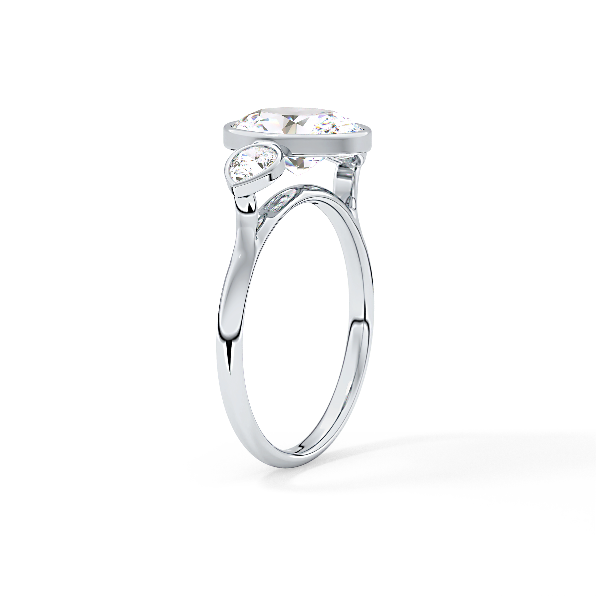 Oval Three Stones Lab Grown Diamond Engagement Ring