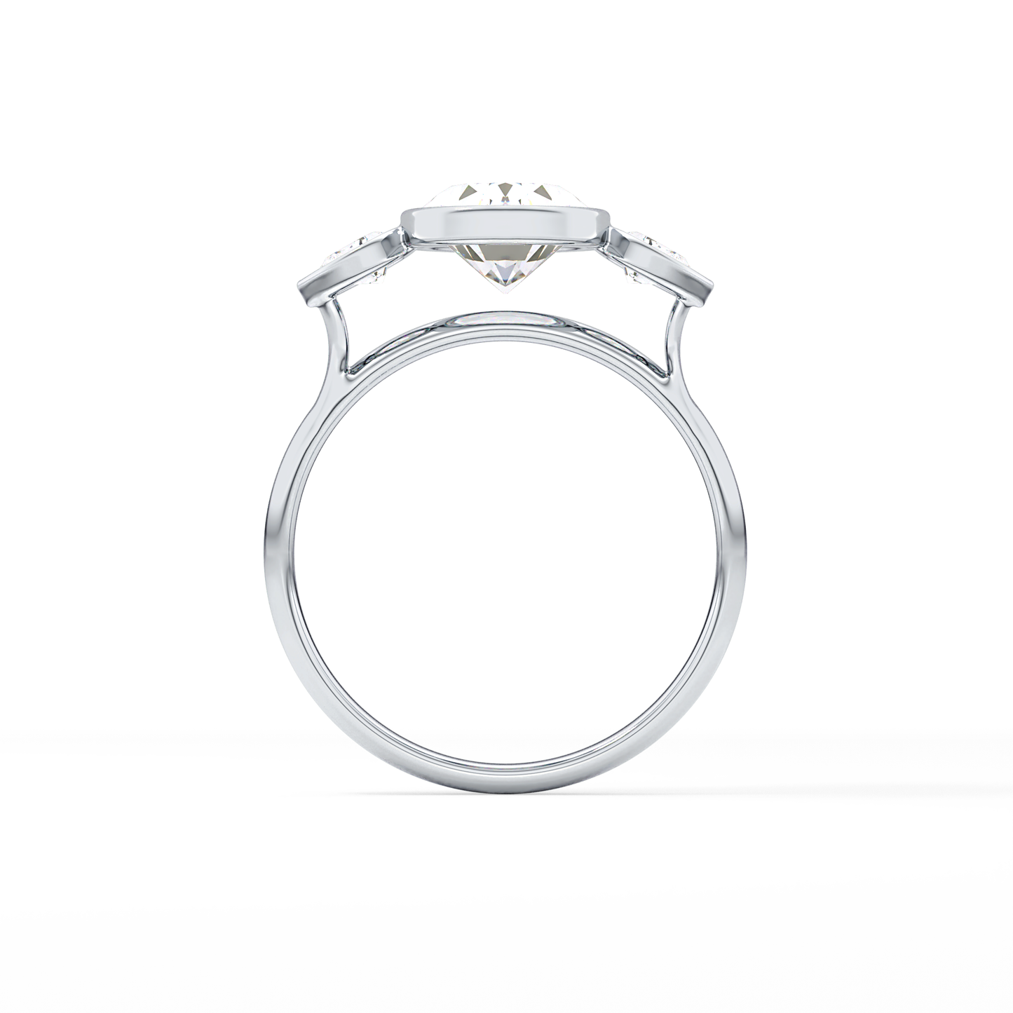 Oval Three Stones Lab Grown Diamond Engagement Ring