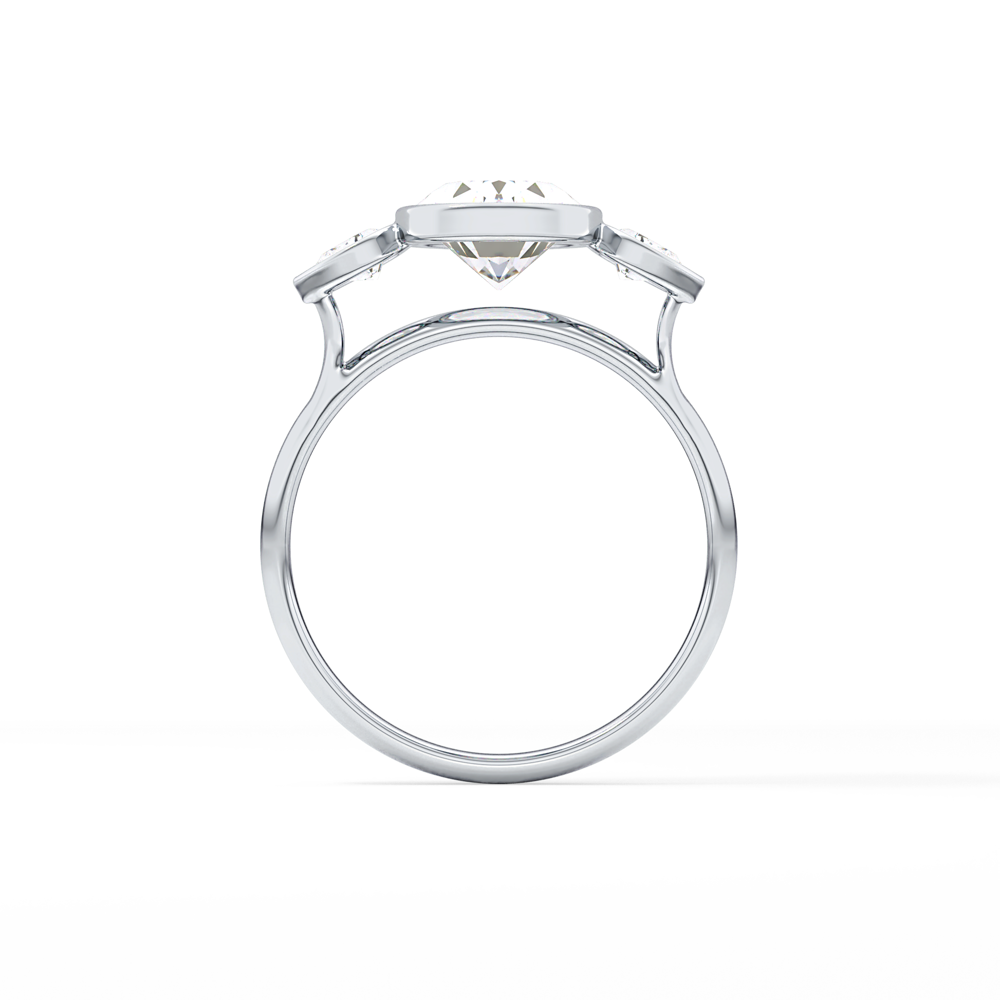 Oval Three Stones Lab Grown Diamond Engagement Ring