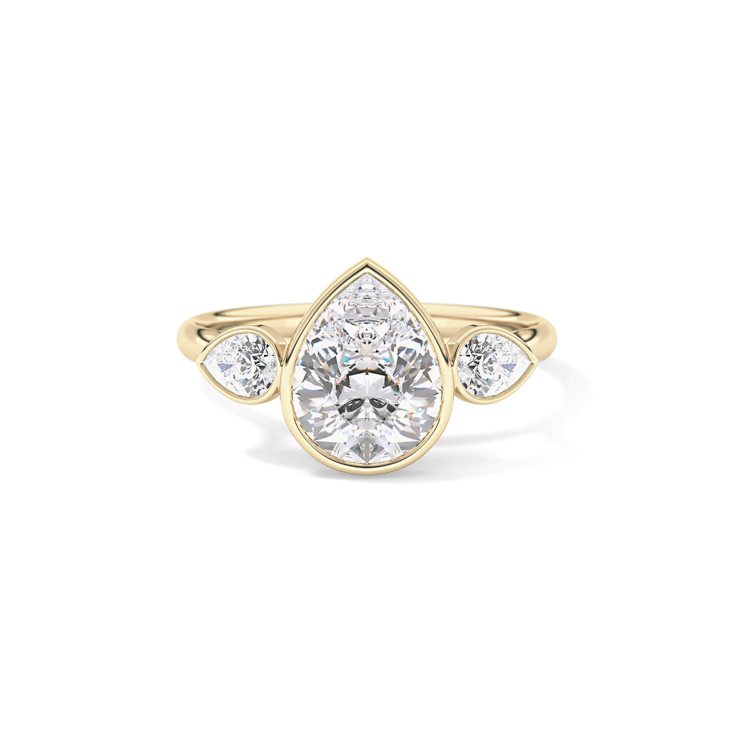 Pear Three Stones Lab Grown Diamond Engagement Ring