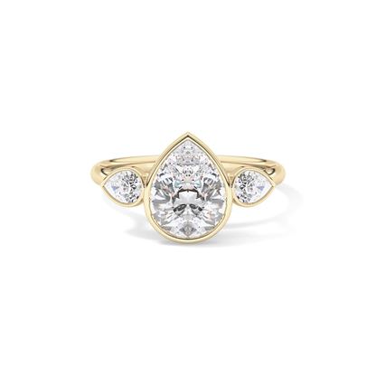 Pear Three Stones Lab Grown Diamond Engagement Ring
