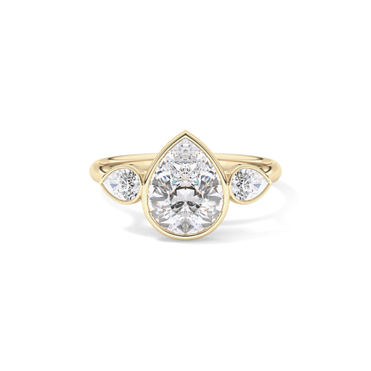 Pear Three Stones Lab Grown Diamond Engagement Ring