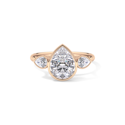 Pear Three Stones Lab Grown Diamond Engagement Ring