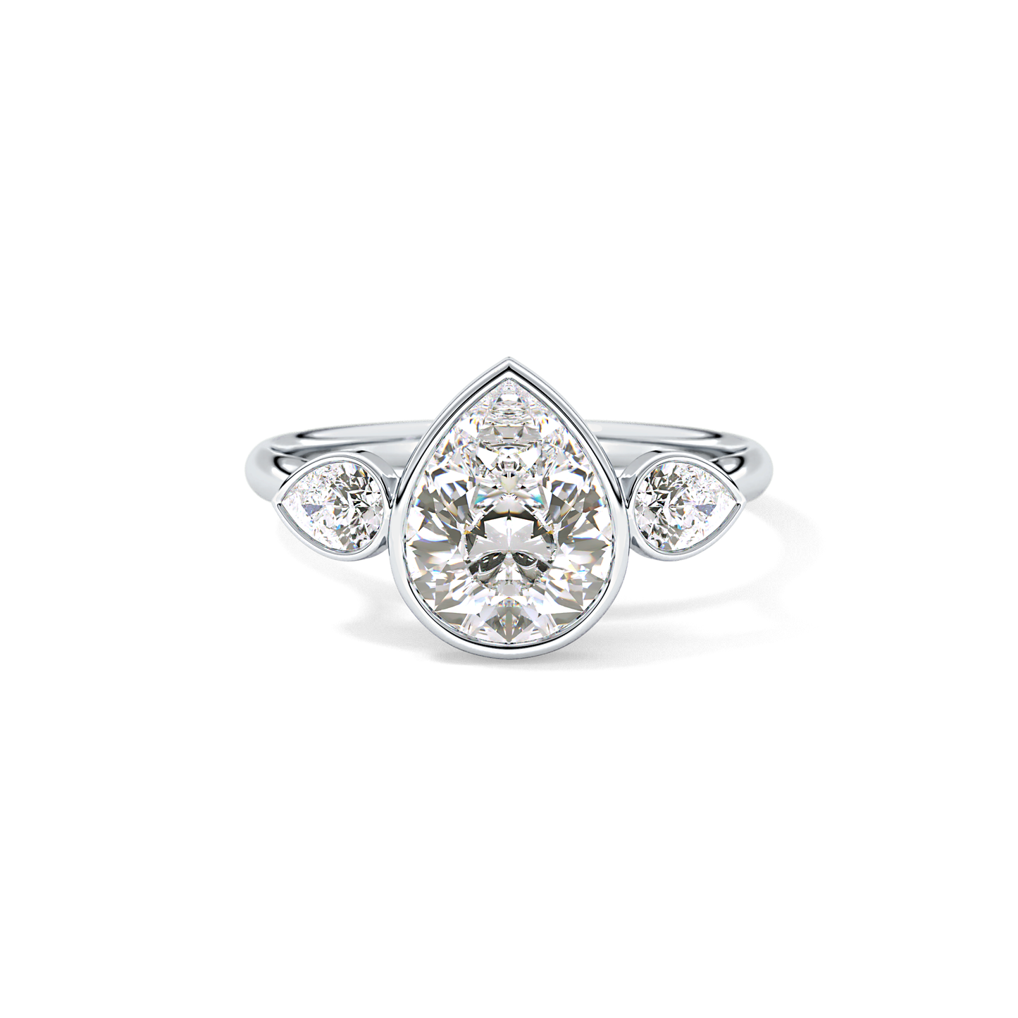 Pear Three Stones Lab Grown Diamond Engagement Ring