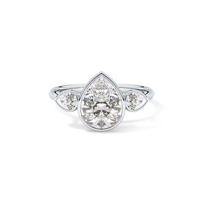 Pear Three Stones Lab Grown Diamond Engagement Ring