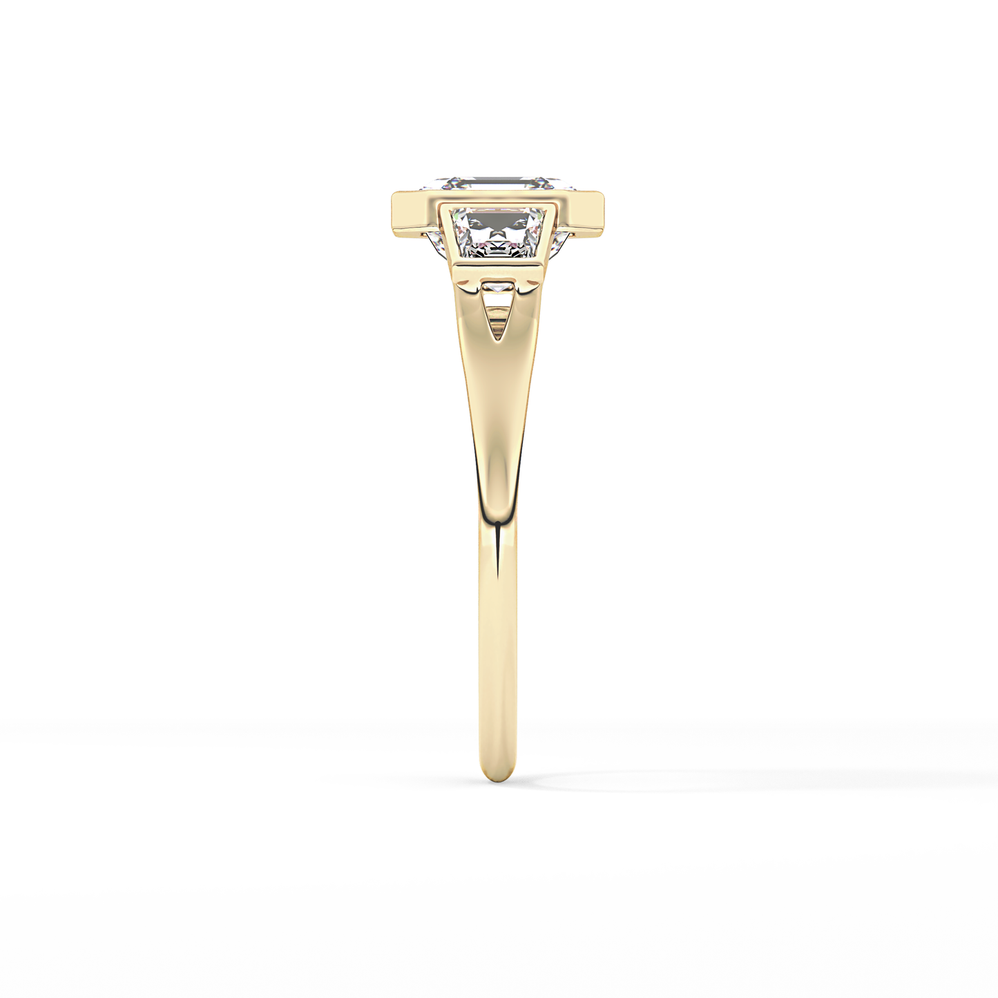 Asscher Three Stone Lab Grown Diamond Engagement Ring
