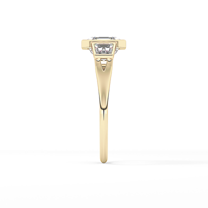 Asscher Three Stone Lab Grown Diamond Engagement Ring