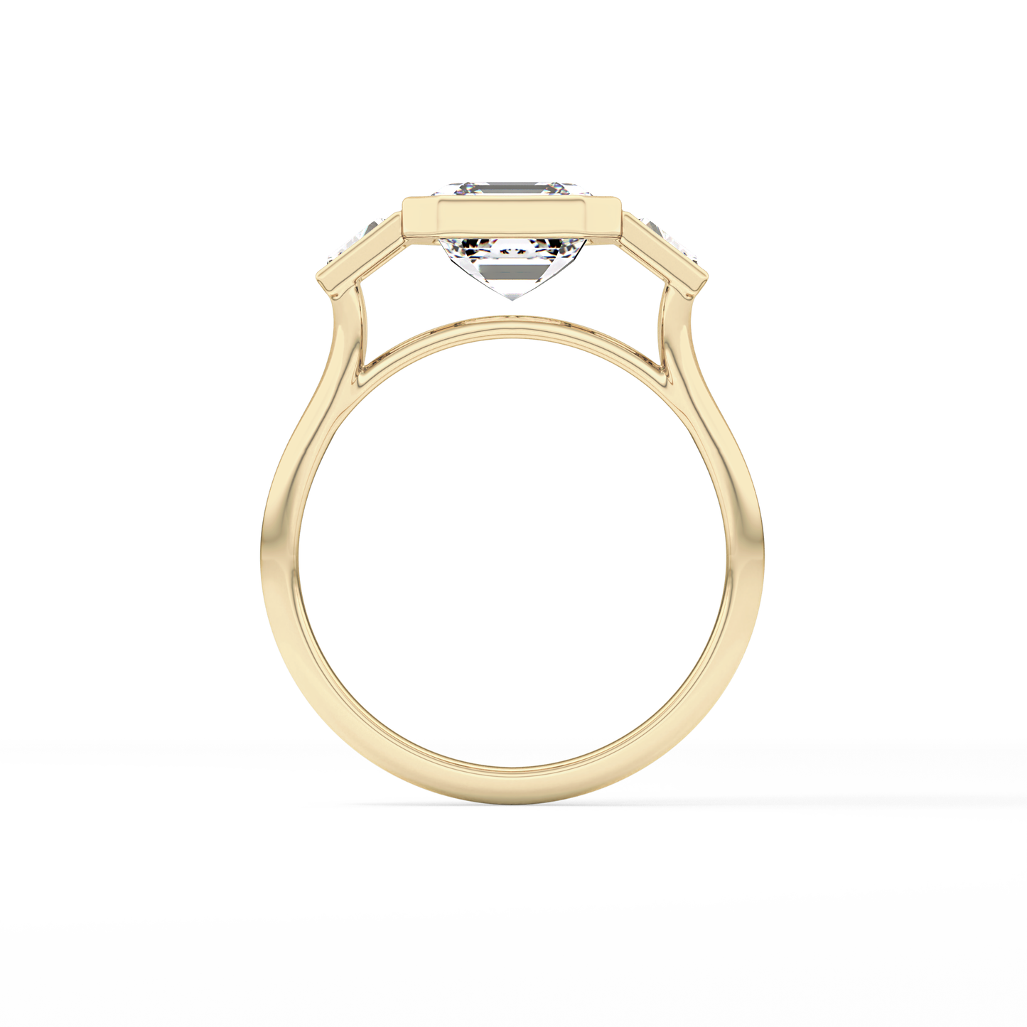 Asscher Three Stone Lab Grown Diamond Engagement Ring