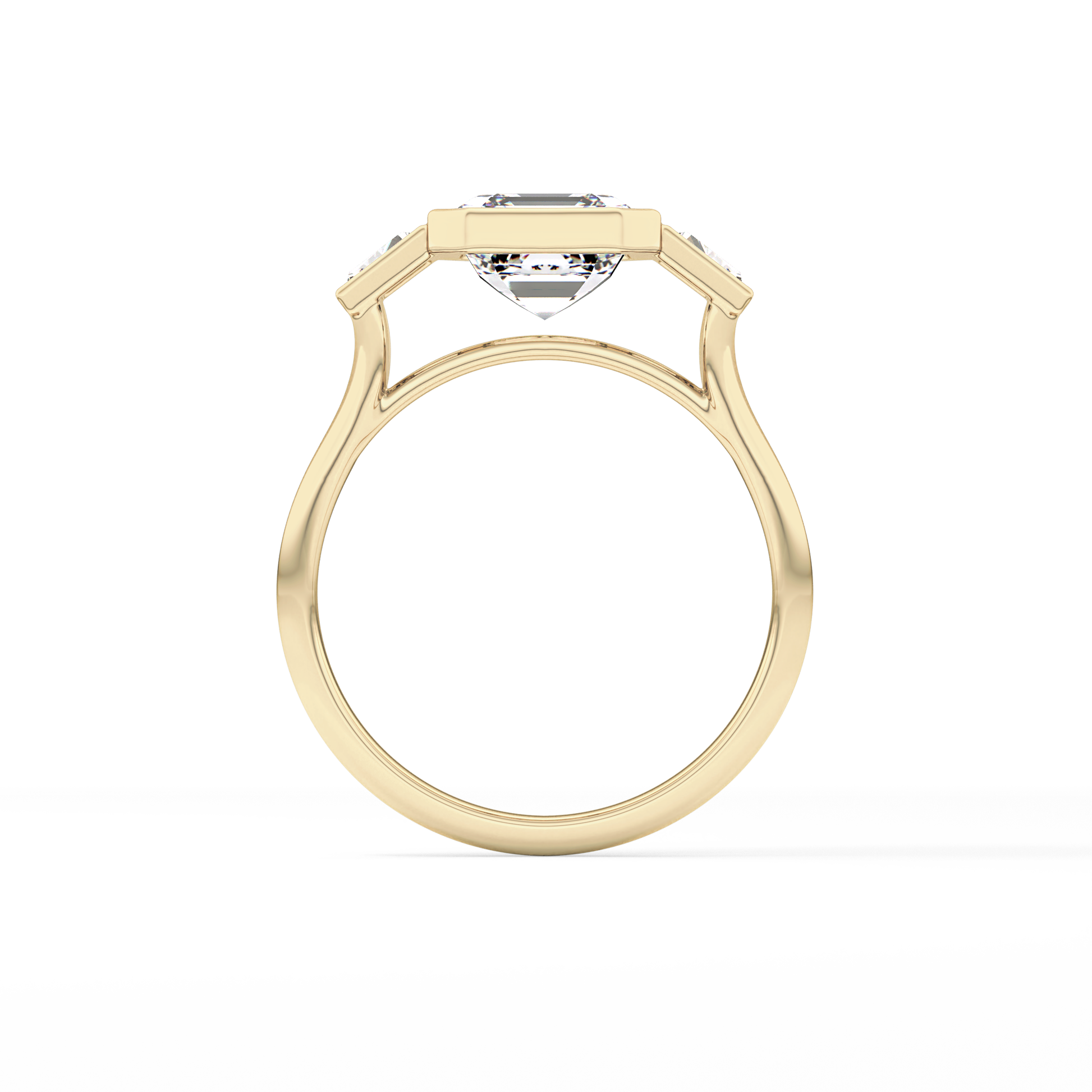 Asscher Three Stone Lab Grown Diamond Engagement Ring