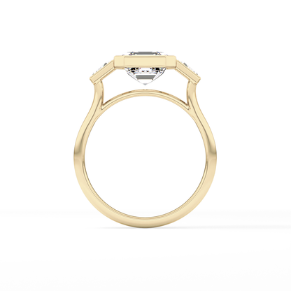 Asscher Three Stone Lab Grown Diamond Engagement Ring