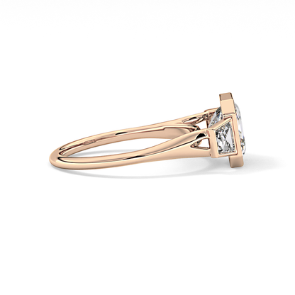 Asscher Three Stone Lab Grown Diamond Engagement Ring