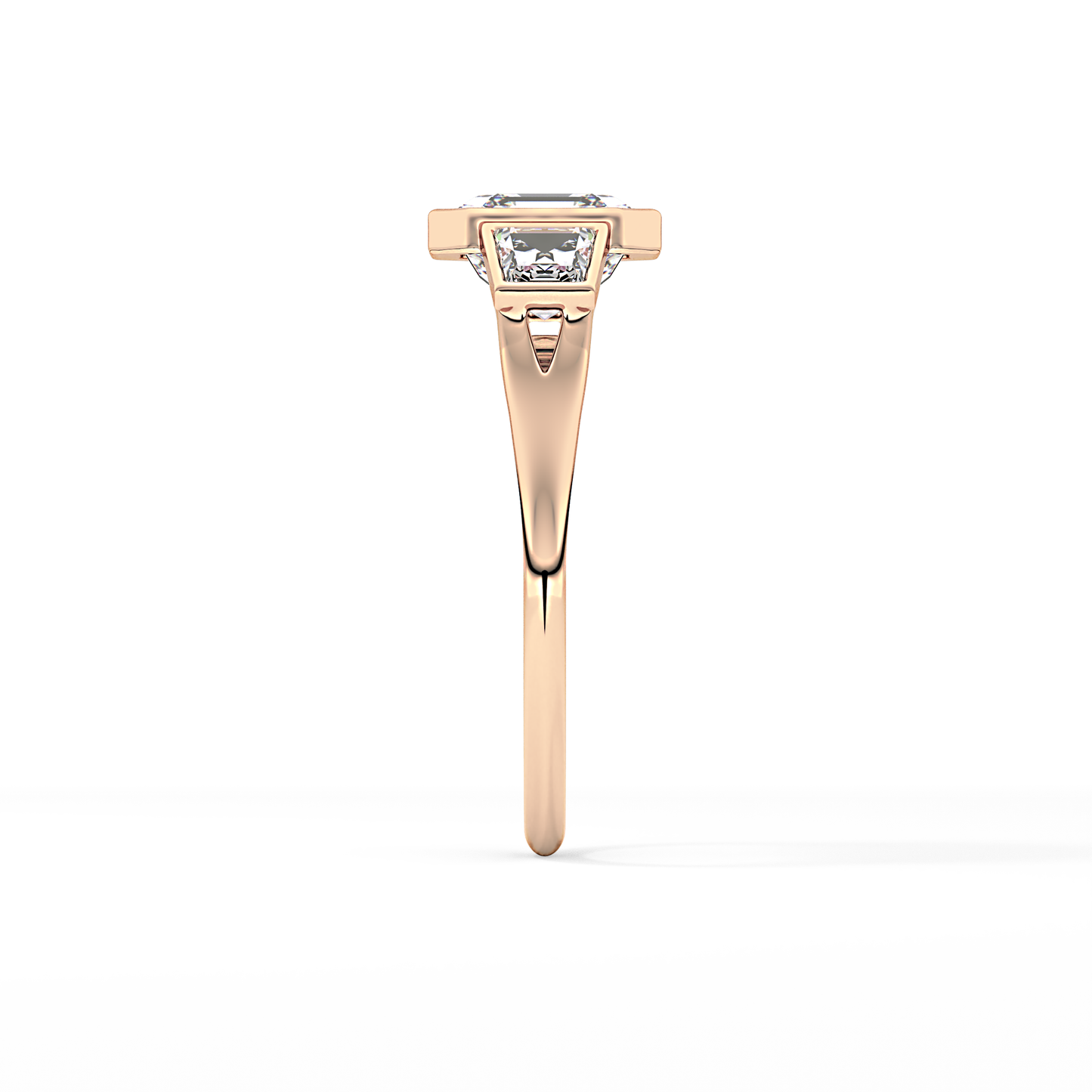 Asscher Three Stone Lab Grown Diamond Engagement Ring