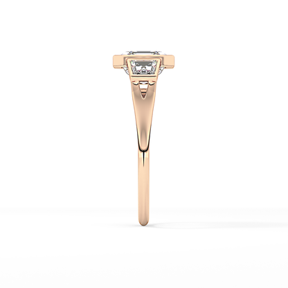 Asscher Three Stone Lab Grown Diamond Engagement Ring