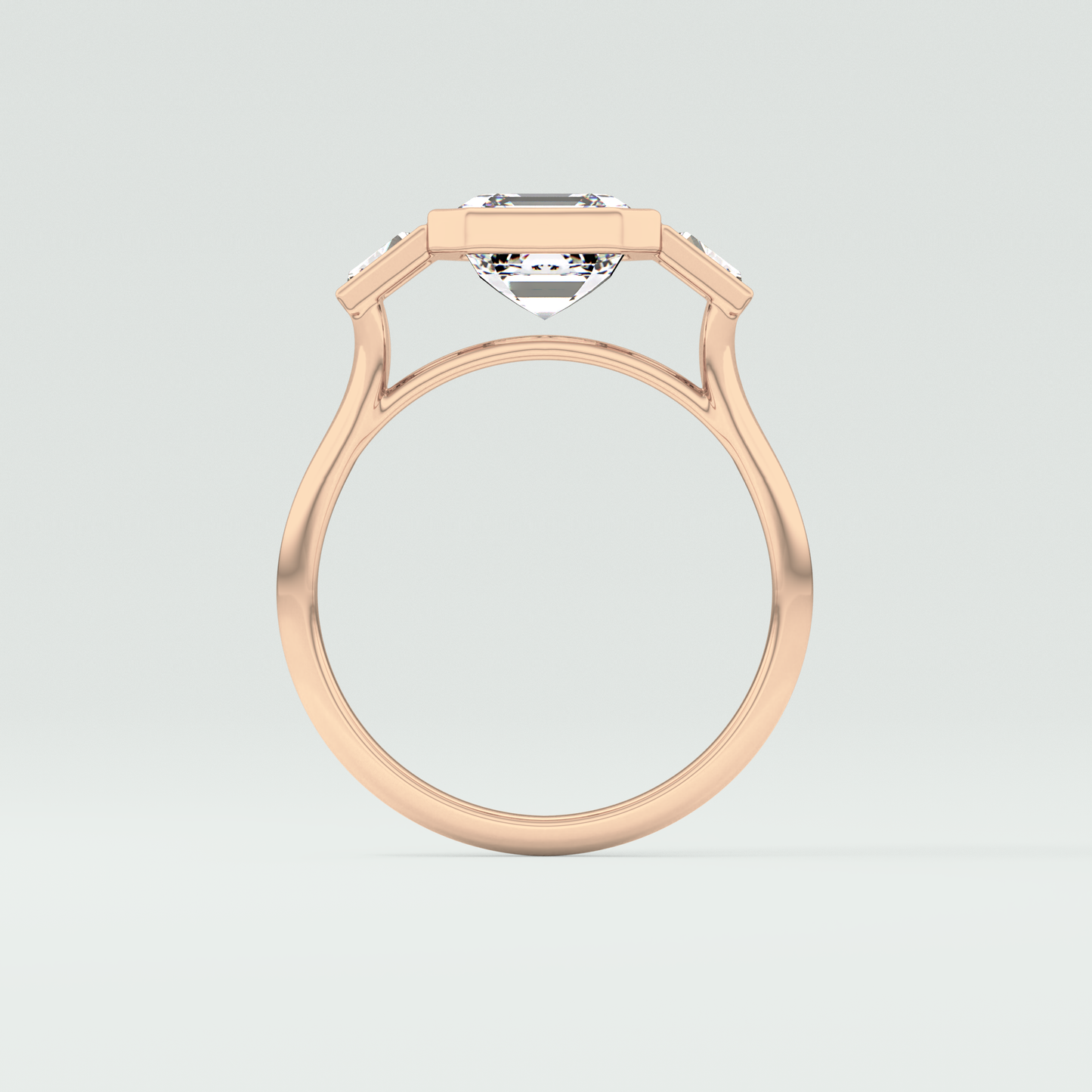 Asscher Three Stone Lab Grown Diamond Engagement Ring