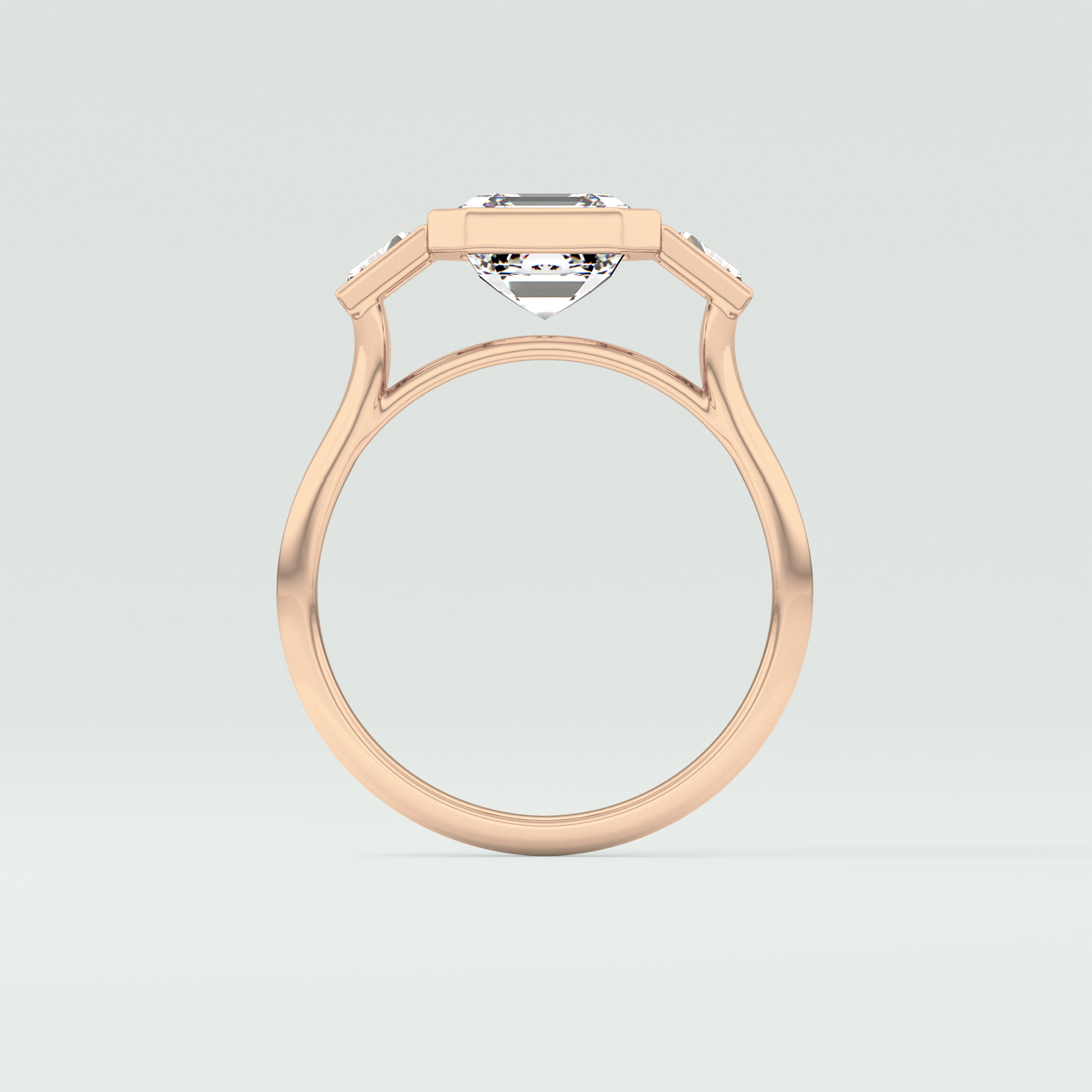 Asscher Three Stone Lab Grown Diamond Engagement Ring