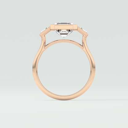 Asscher Three Stone Lab Grown Diamond Engagement Ring