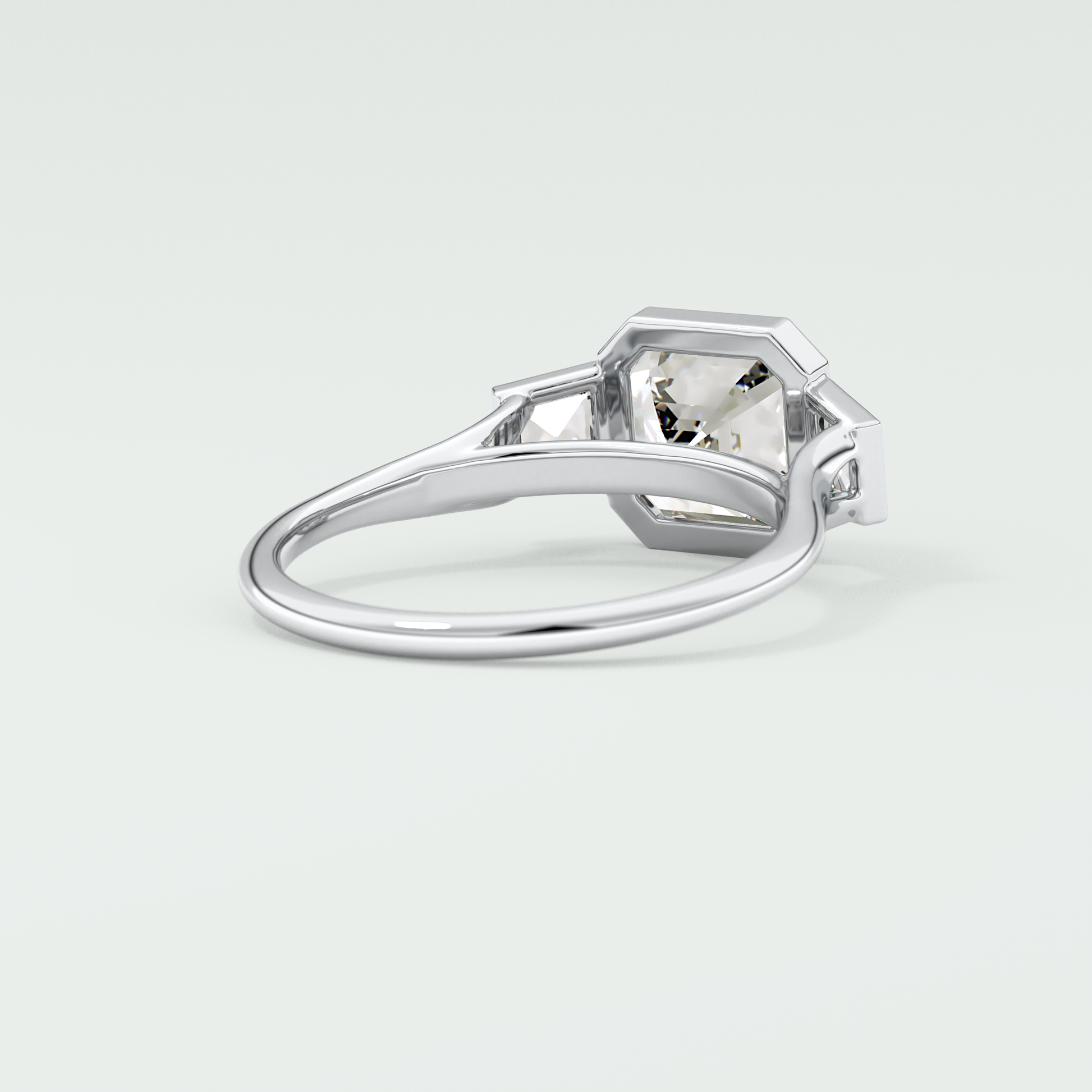 Asscher Three Stone Lab Grown Diamond Engagement Ring